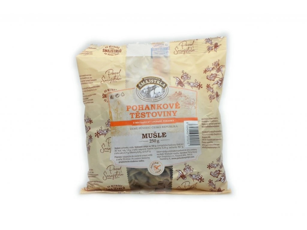 Pohankové těstoviny MUŠLIČKY 250g Mlýn Šmajstrla