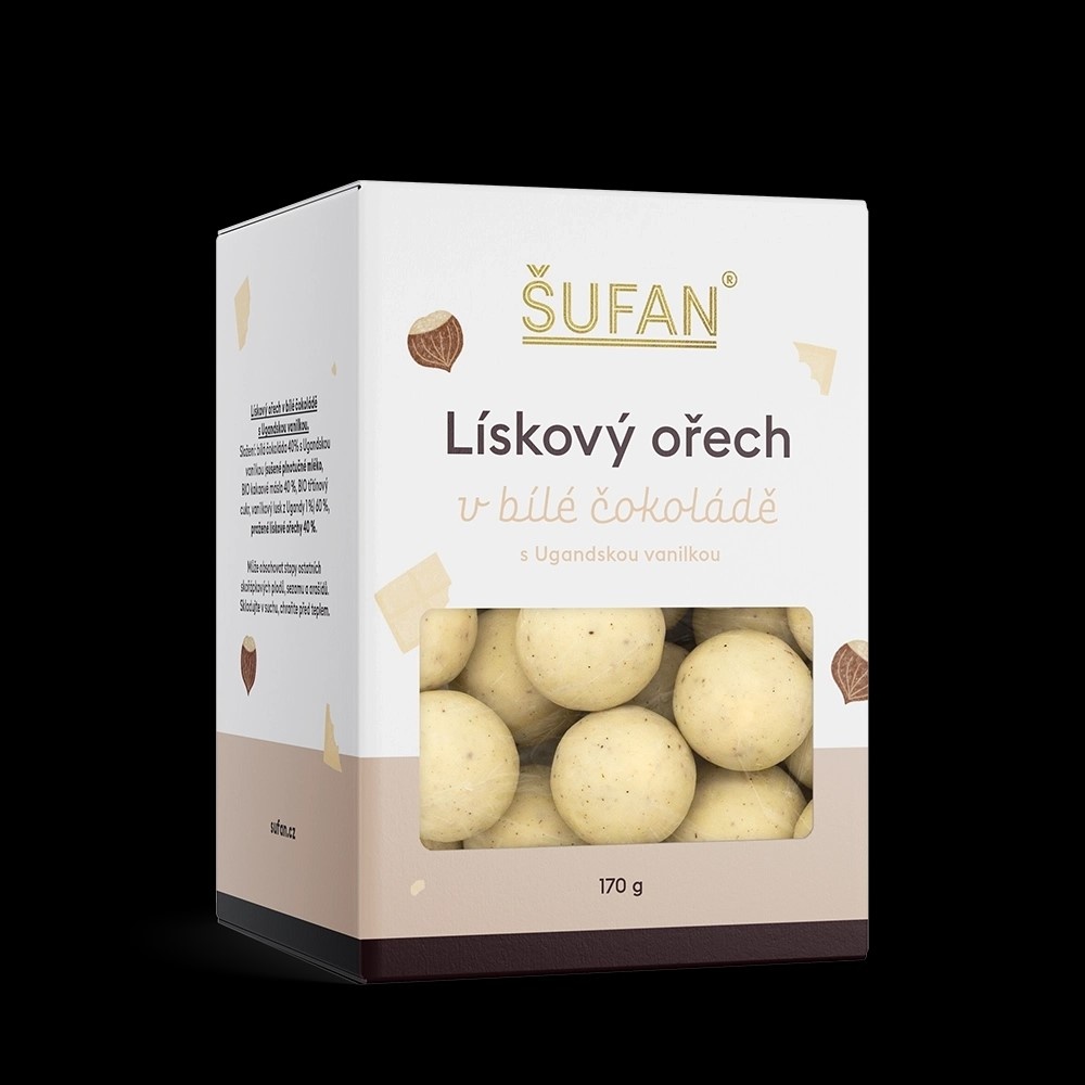 Lískový ořech v bílé čokoládě 170g Šufan