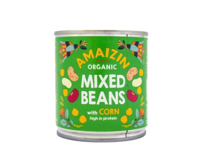 BIO Fazole MIX s kukuřicí v plechovce 200g  AMAIZIN