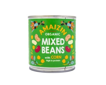 BIO Fazole MIX s kukuřicí v plechovce 200g  AMAIZIN