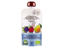 Bio kapsička Borůvky, hruška, maliny s jogurtem 110g Rudolfs
