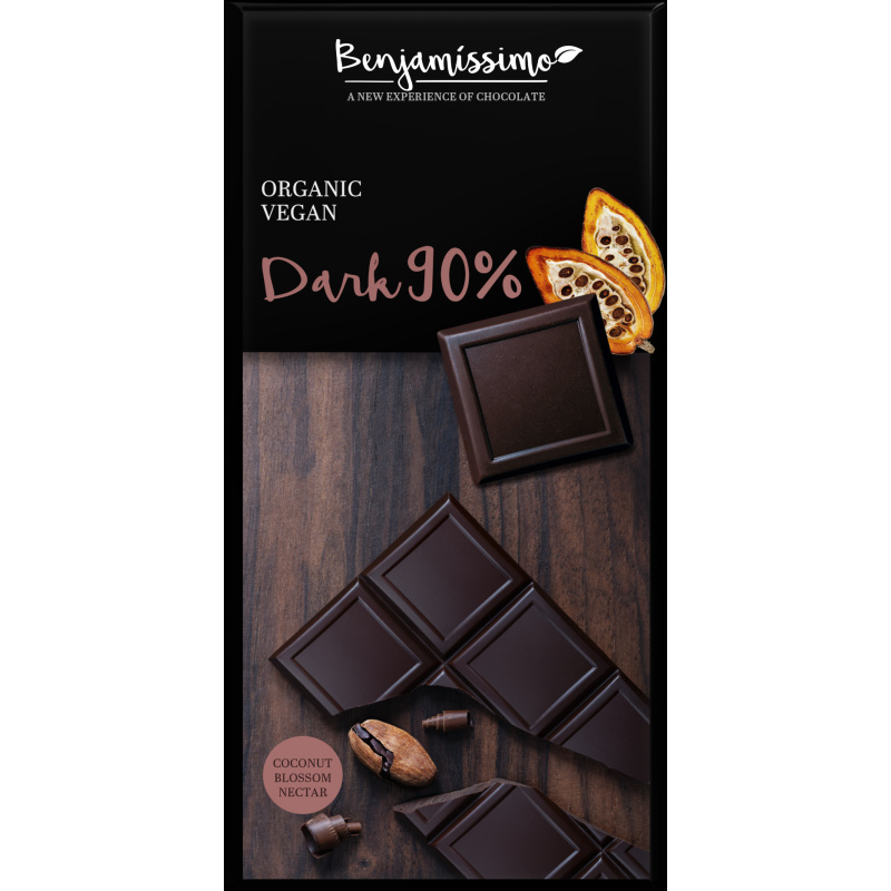 BIO VEGAN Tmavá čokoláda 90% 70g Benjamissimo