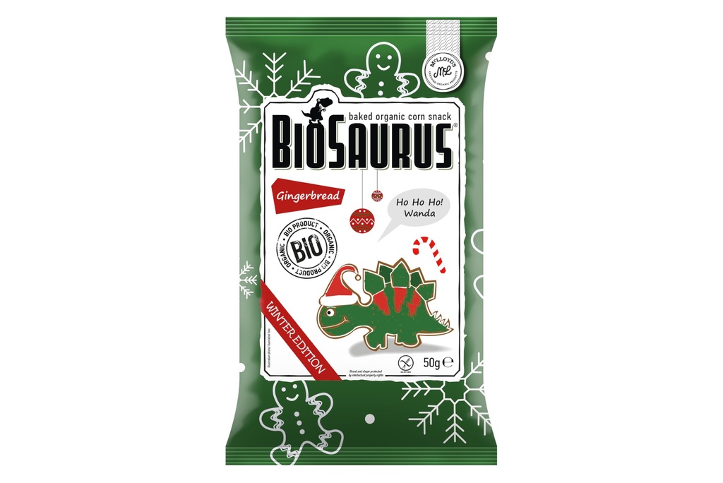 BIO Biosaurus křupky 50g Zimní edice Gingerbread