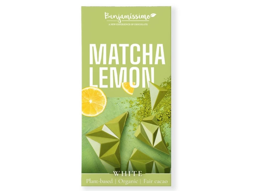 Čokoláda Bio - bílá Matcha a citron 60g Benjamissimo