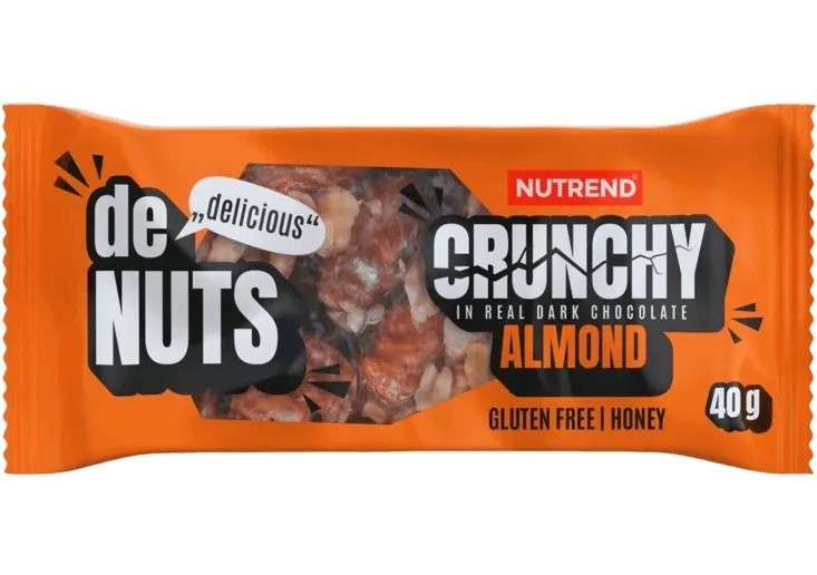 DeNuts Crunchy mandle 40g s hořkou čokoládou Nutrend