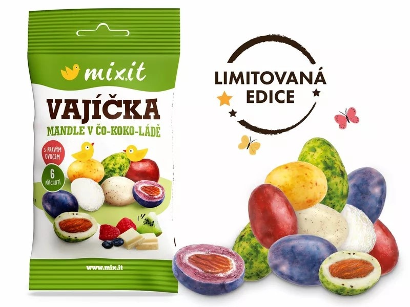 Mandle jako vajíčka v čo-koko-ládě 65g Mixit Limitka - Velikonoce