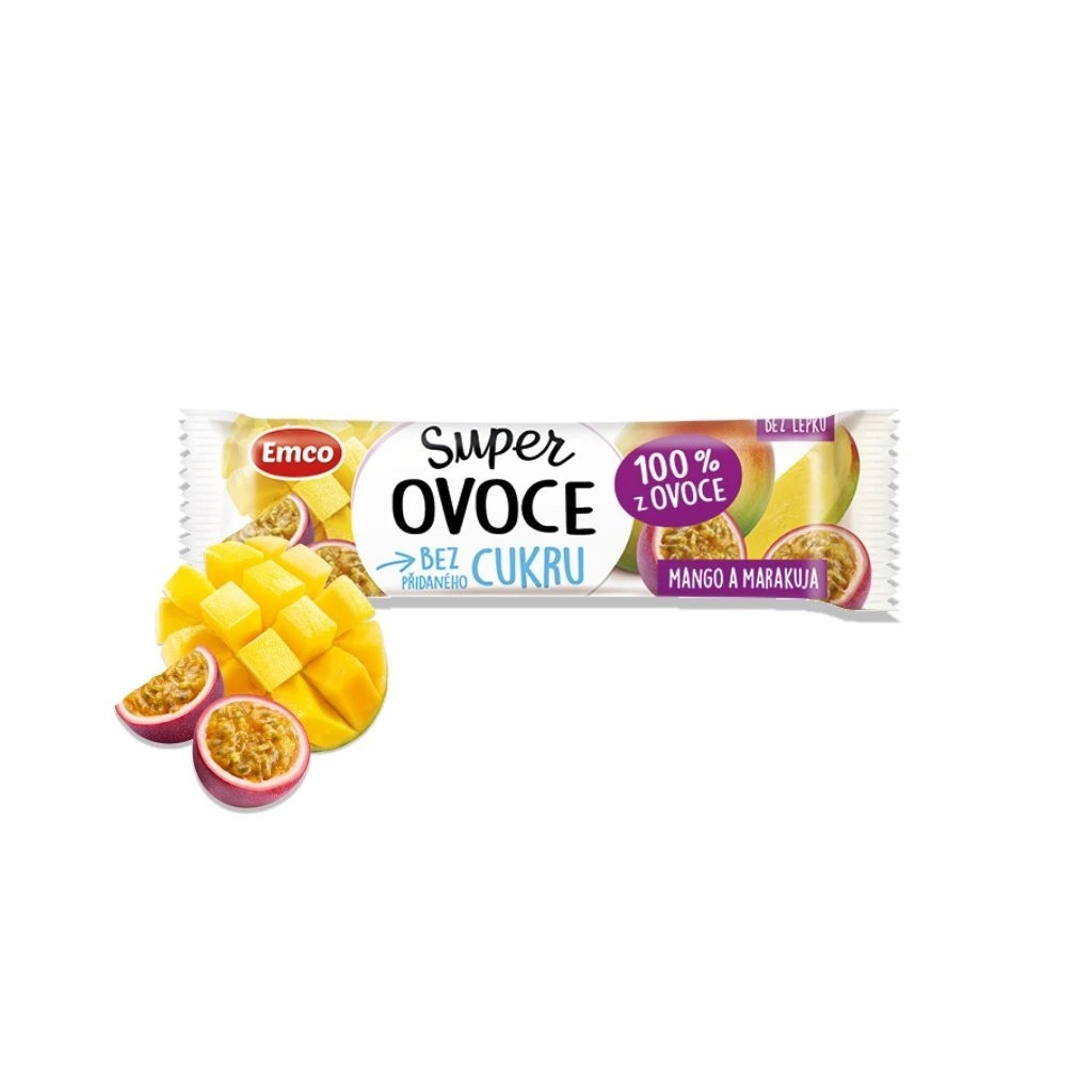 Tyčinka Super Ovoce bez cukru Mango/Marakuja 30g EMCO