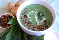 kopřivová polévka s medvědím česnekem a semínky