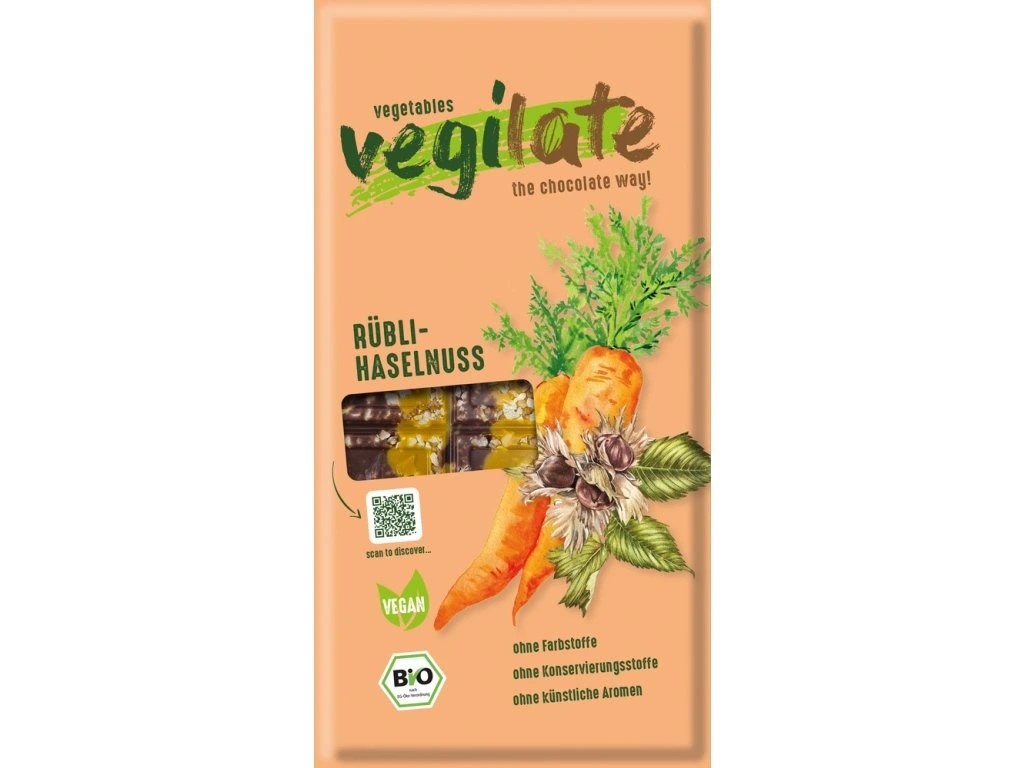 Bio pochoutka mrkev/lískový ořech 85g VegiLate