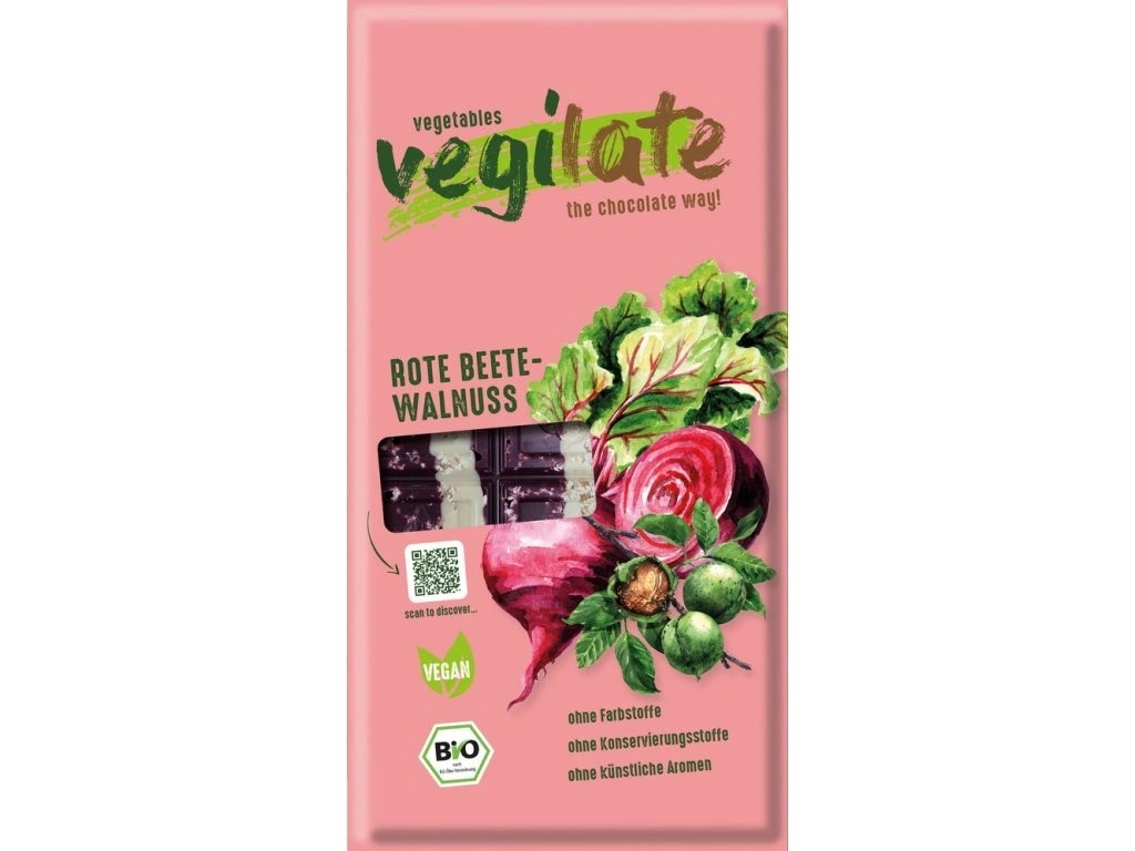 Bio pochoutka červená řepa/vlašský ořech 85g VegiLate