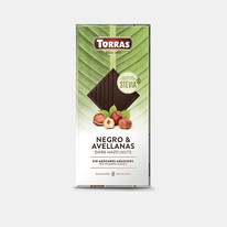 Hořká čokoláda s lískovými ořechy slazená stevií Torras 125 g