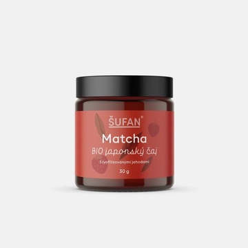 Šufan Bio japonský čaj matcha s lyo jahodami 30g 