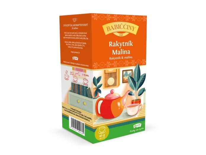 Druid Babiččiny čaje RAKYTNÍK a MALINA porcovaný čaj 40g