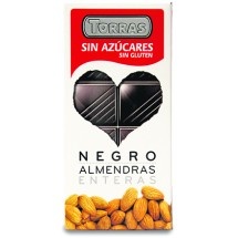 Hořká čokoláda s celými mandlemi 0% cukru Torras 150g 