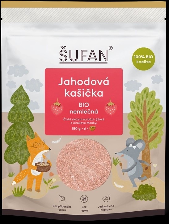 ŠUFAN Jahodová kašička 180g nemléčná