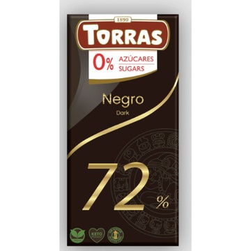 TORRAS Čokoláda tmavá  72% kakaa 0% cukru 75g 