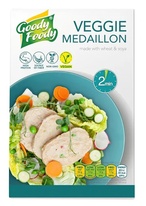 Vegetariánská alternativa kuřecích medailonků se zeleninou 150g Goody Food