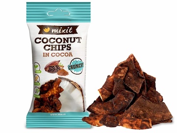 MIXIT Kokosové chipsy do kapsy - Kakao 45g
