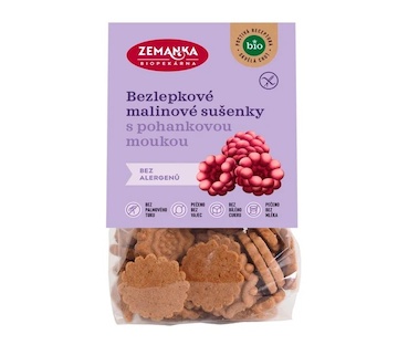 Biopekárna Zemanka BIO bezlepkové malinové sušenky s pohankovou moukou 100 g 