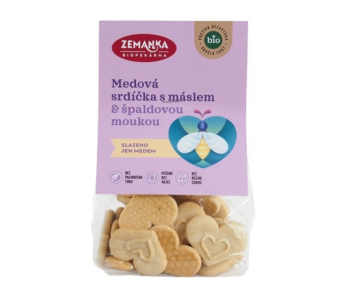 Biopekárna Zemanka BIO medová srdíčka s máslem 100 g 