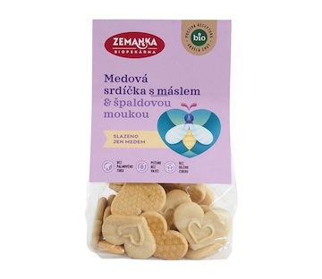 Biopekárna Zemanka BIO medová srdíčka s máslem 100 g 