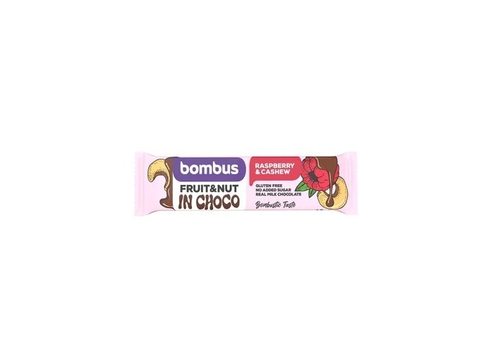 Bombus Tyčinka Fruit/Nuts in CHOCO malina a kešu 40g