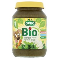 BIO Dětská výživa špenát s rýži OVKO 190g