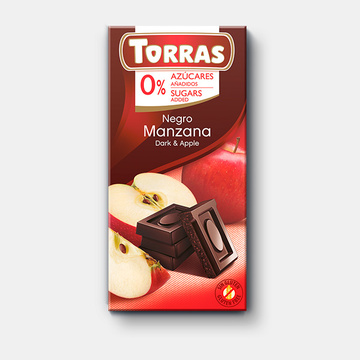 Čokoláda s jablkem 0% cukru 75 g Torras