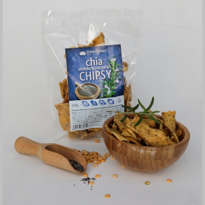 Chipsy chia s rozmarýnem 100g- Damodara