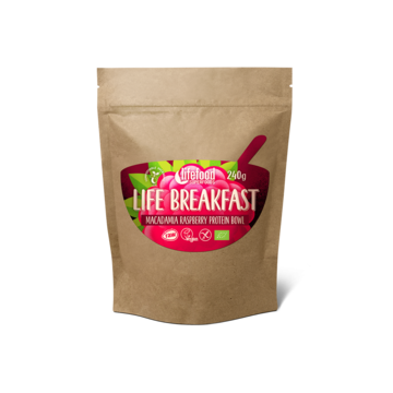 BIO RAW Life Breakfast 240 g Kaše malinovo makadamiová s proteinem Lifefood