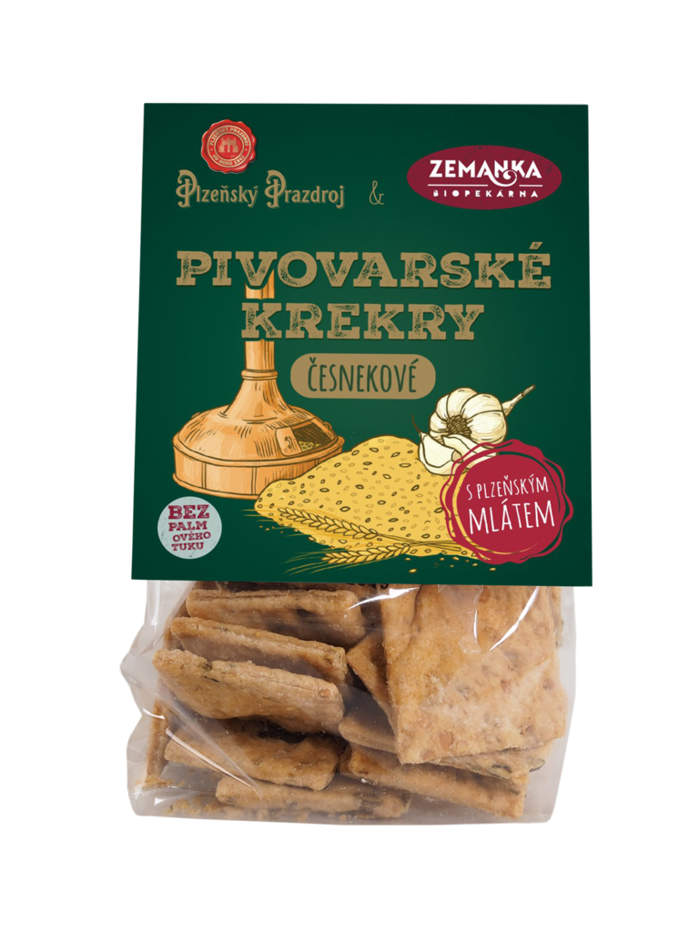Pivovarské krekry s česnekem 100 g Biopekárna Zemanka