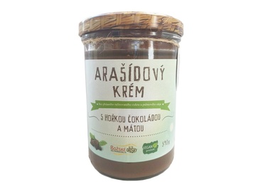 Arašídový krém s hořkou čokoládou a mátou 390 g Božské oříšky 