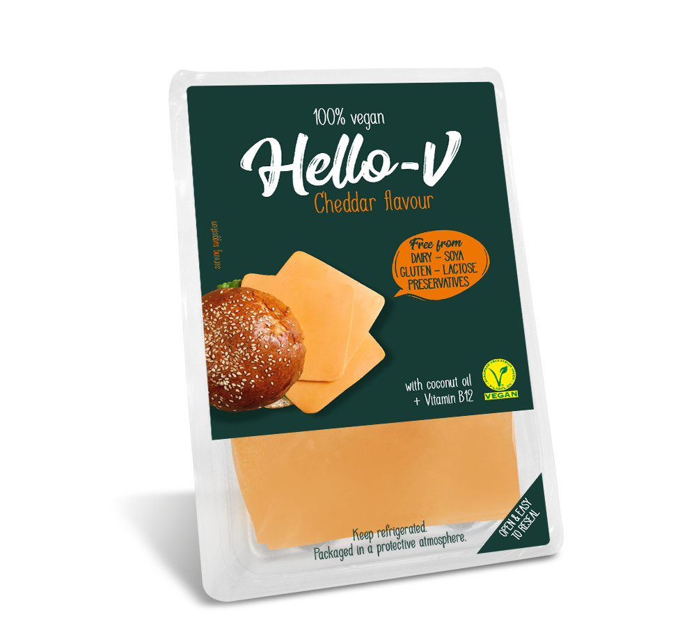 VEGAN alternativa plátkového čedaru 140 g Hello-V Cheddar