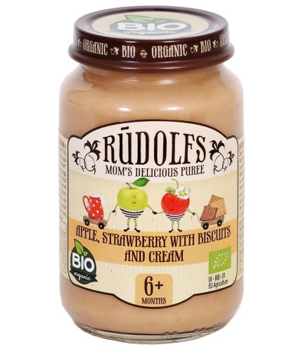 BIO příkrm jablko,jahoda, smetana, sušenky 190 g 