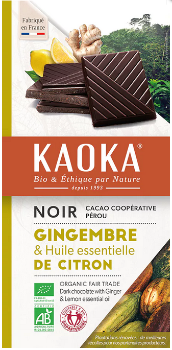 BIO hořká čokoláda citrón/zázvor 100 g Kaoka