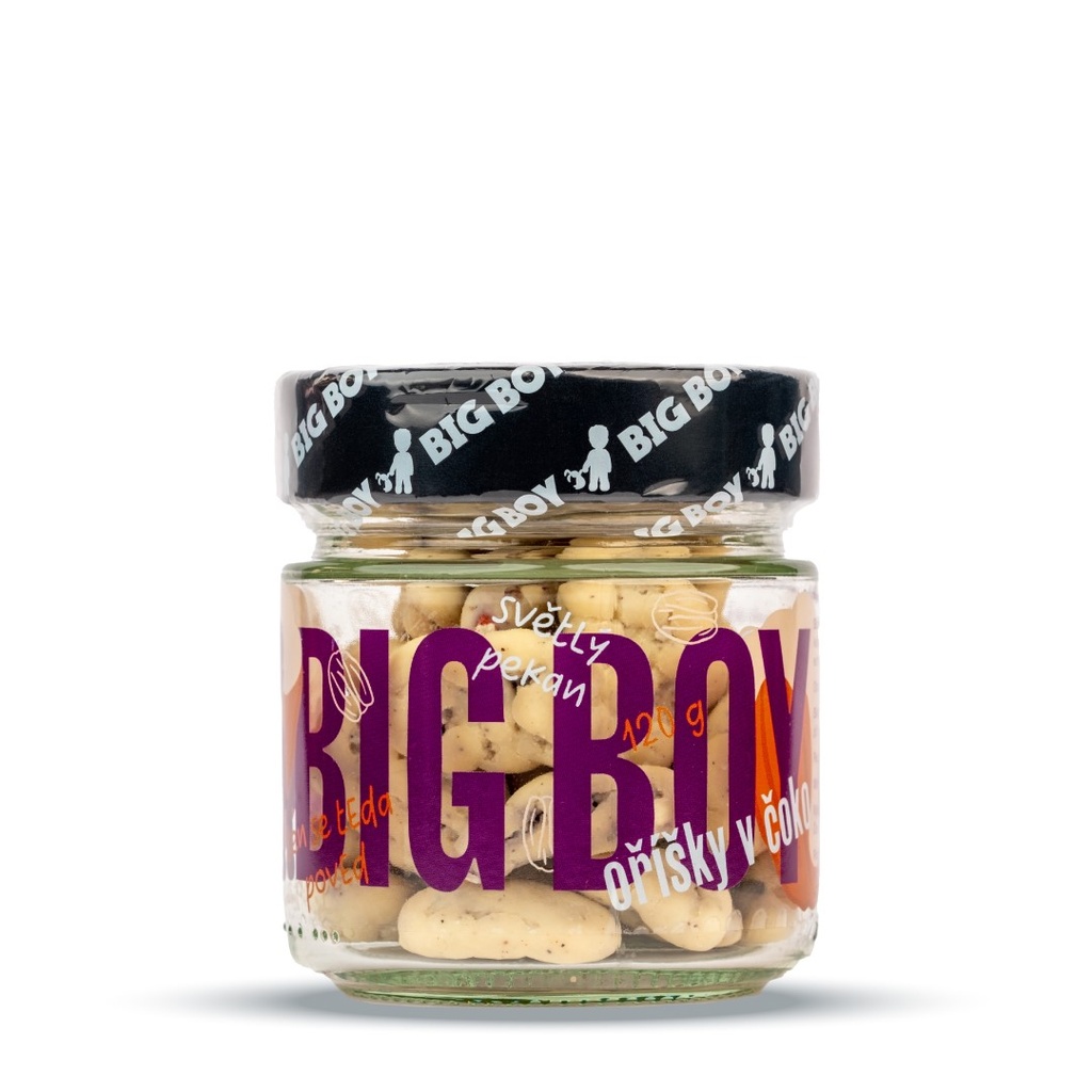 Pekan v BIO bílé čokoládě 120 g BigBoy