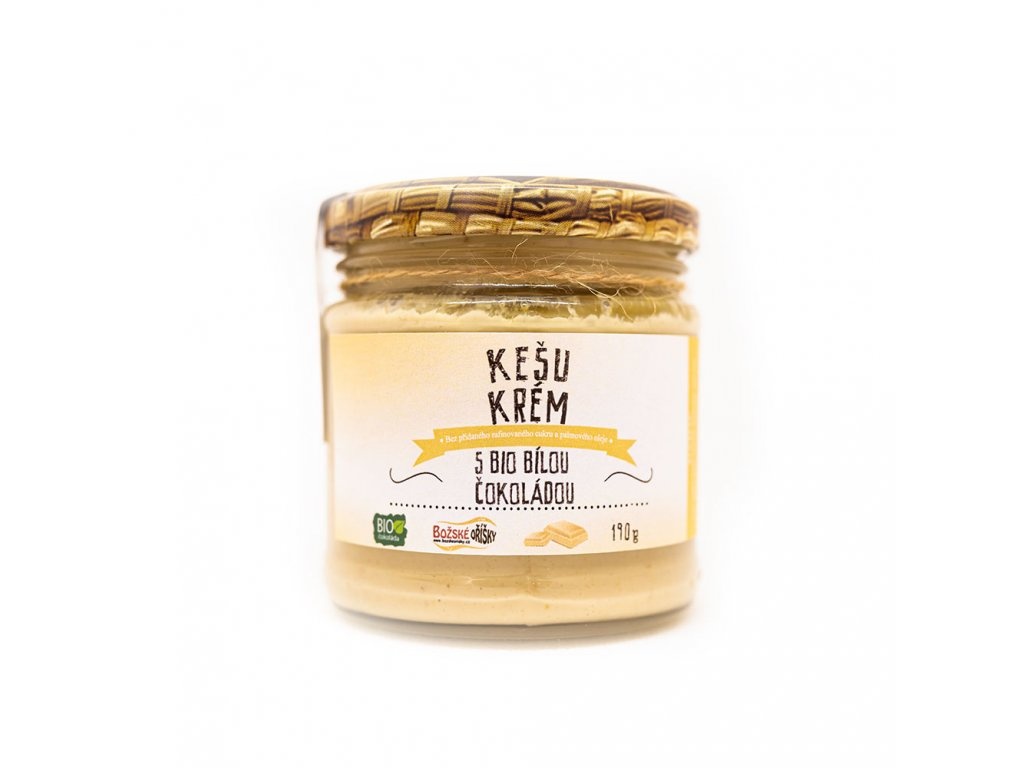 Kešu krém s BIO bílou čokoládou 190 g Božské oříšky 