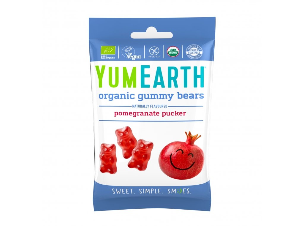 BIO ovocní želé medvídci s příchutí granátového jablka 50 g YumEarth
