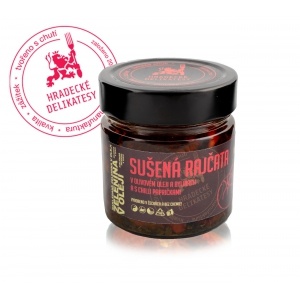 Sušená rajčata v oleji s chilli papričkami 160g Hradecké delikatesy