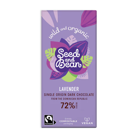 Bio hořká čokoláda s levandulí 72% 85g Seed and Bean