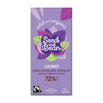 Bio hořká čokoláda s levandulí 72% 85g Seed and Bean