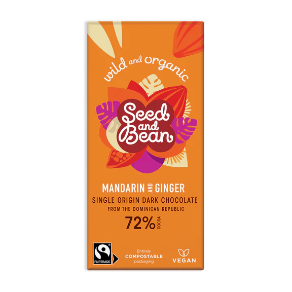 Bio hořká čokoláda s mandarinkou a zázvorem 72% 85g Seed and Bean