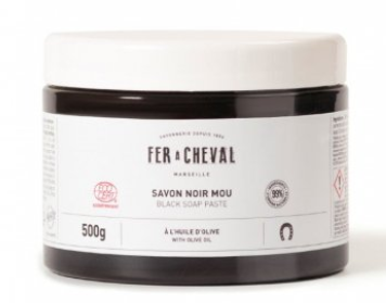 Hutné černé mýdlo s olivovým olejem 500 g Fer á Cheval