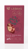 40% Bílá čokoláda 75g s kousky malin LASKAO