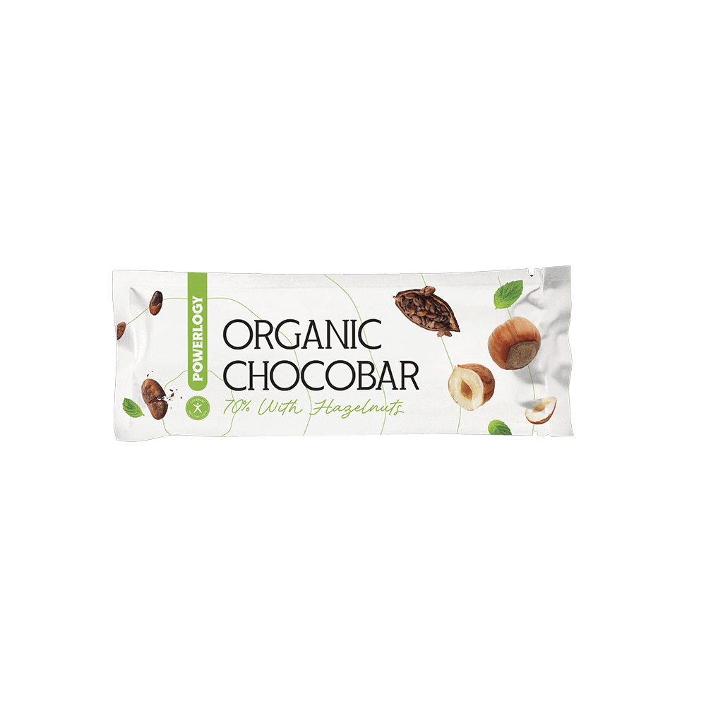 Powerlogy Organic Chocobar 70 % 50 g s lískovými ořechy