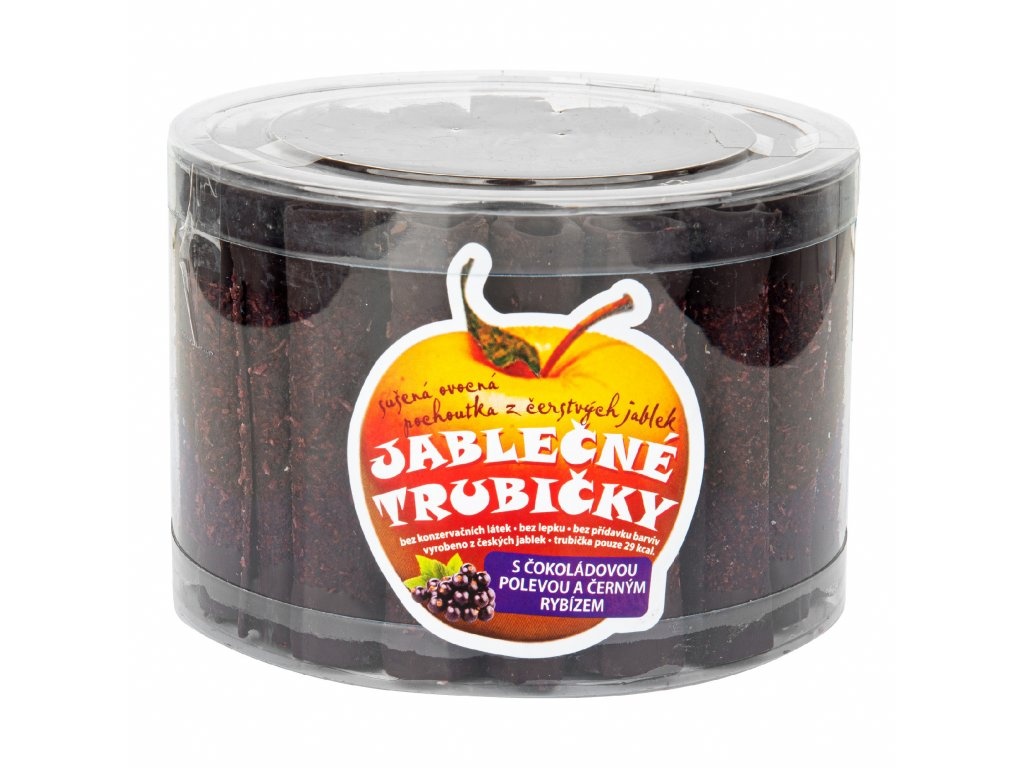 Trubičky jablečné s černým rybízem a čokoládou dóza 540g