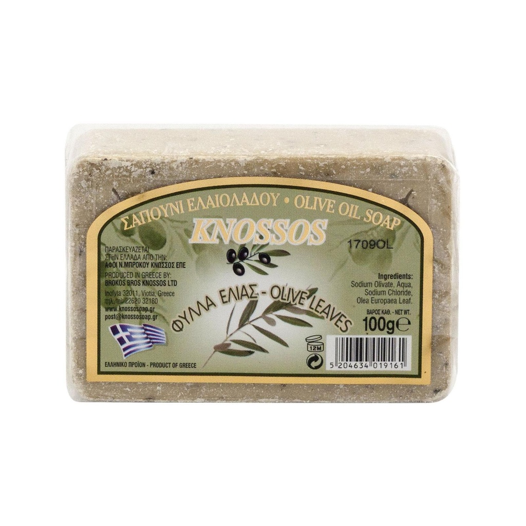 Mýdlo olivové s olivovými listy 100g Knossos