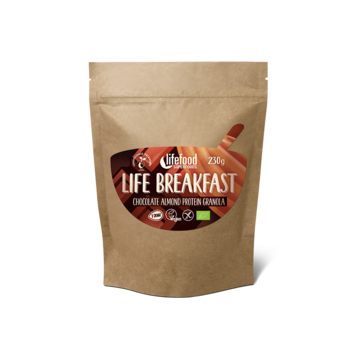 BIO RAW Life Breakfast 230g Čokoládová granola s proteinem a mandlemi Lifefood