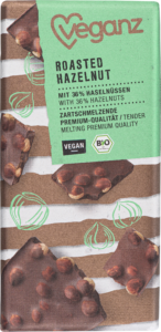 Bio Veganz Čokoláda s praženými lískovými ořechy 90g 