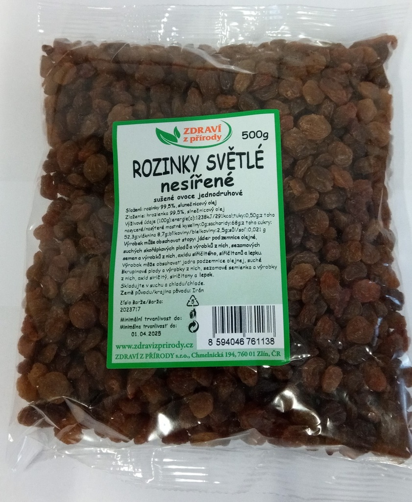 Rozinky světlé nesířené 500g